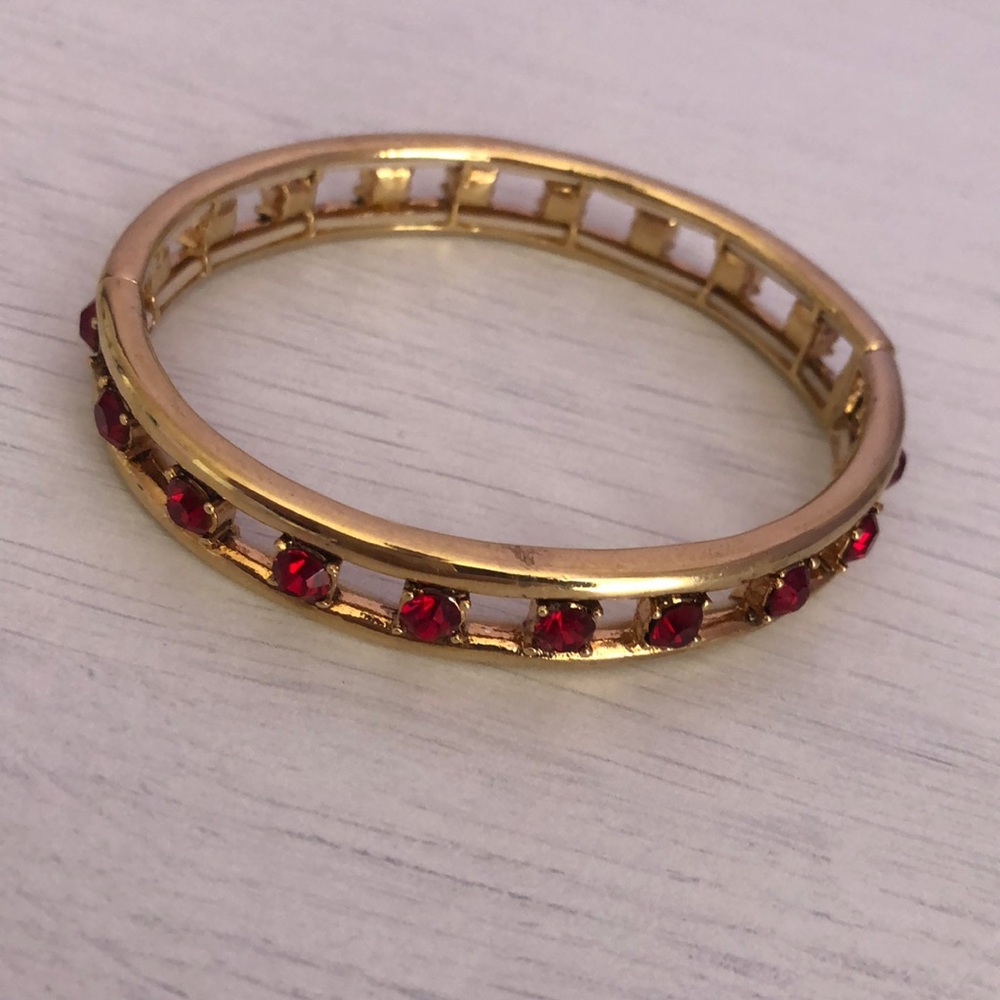 Vintage Monet Gold ruby bangle